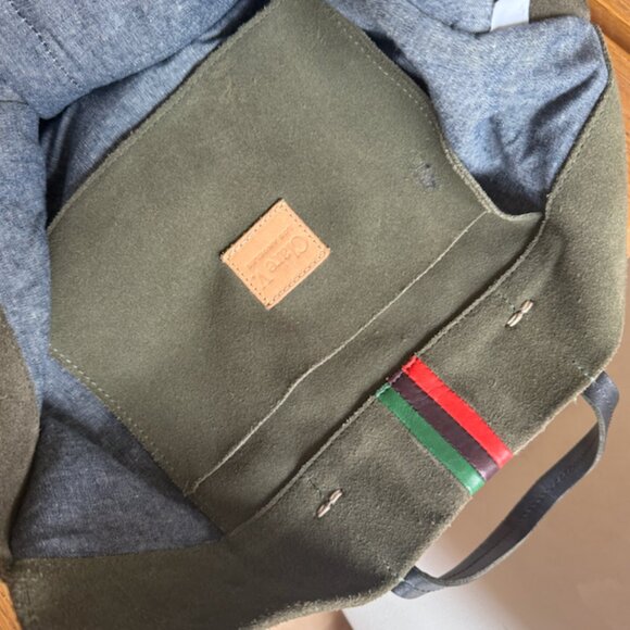 - Clare V. Simple Stripe Suede ToteCLARE V. Olive Army Green - Picture 8 of 11